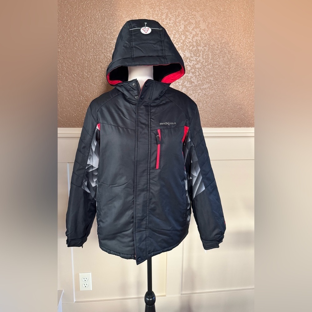 ZeroXposur  Puffy Black Jacket with Red and Gray Accents